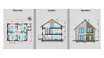 إعداد اللوحات الهندسية المعمارية (المساقط، القطاعات، الواجهات)