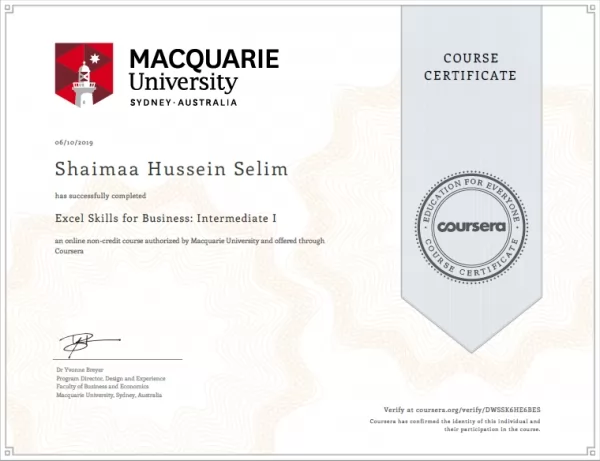 Excel Skills for Business Intermediate I