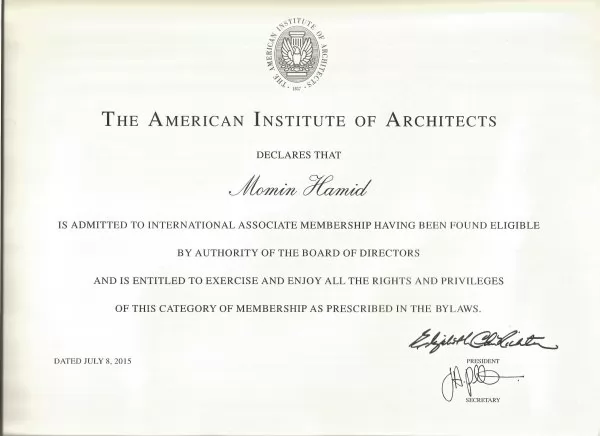 عضوية المعهد الامريكي للمهندسين المعماريين AIA
