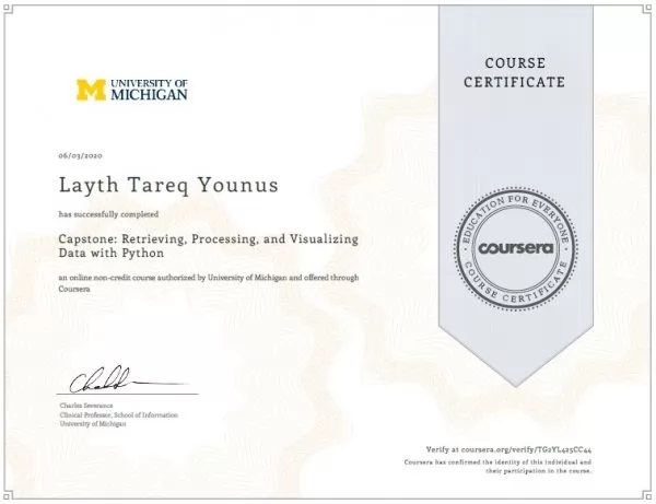 Capstone Retrieving Processing and Visualizing Data with Python Certificate