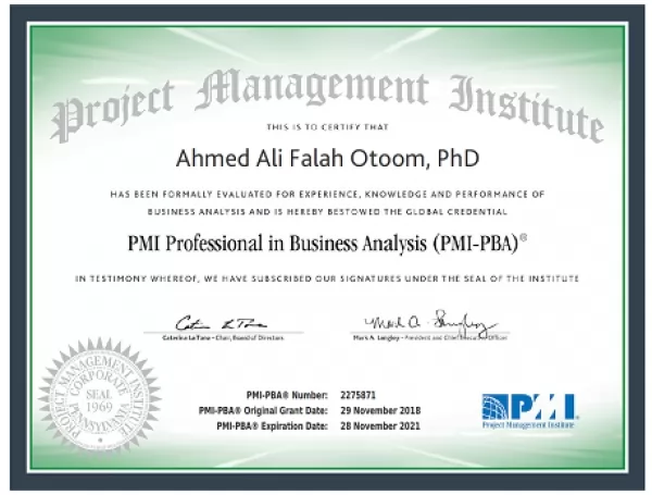 شهادة محترف تحليل اعمال PMI-PBA