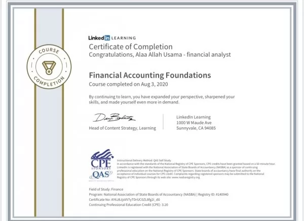 Financial  Accounting course  2020 