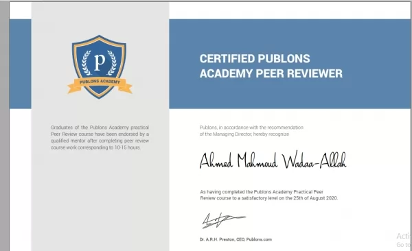 International Research reviewer at Publons Academy