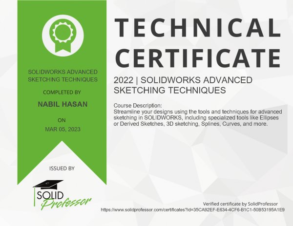 Technical Certificate - SOLIDWORKS Advanced Sketching Techniques