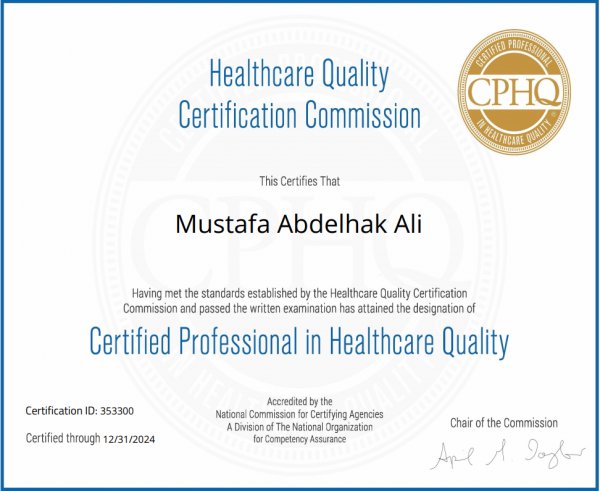 Certified Professional in Healthcare quality