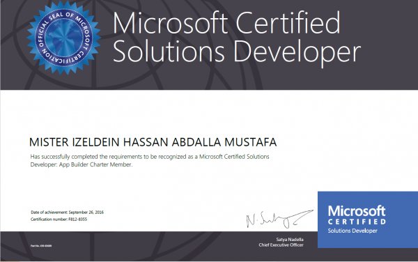 Microsoft Certified Solution Developer(MCSD) . App Builder