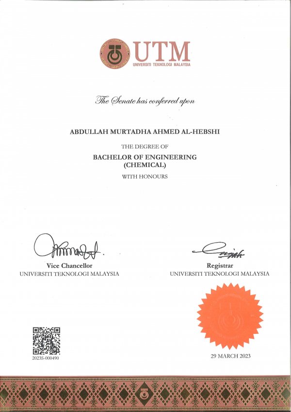 Bachelor’s Degree in Chemical Engineering (Honours)