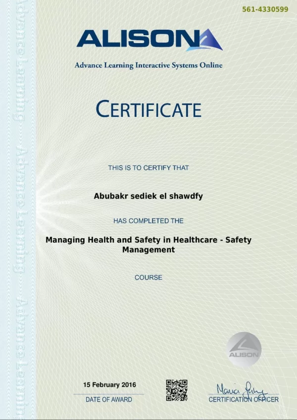 Manging health and safety in healthcare.