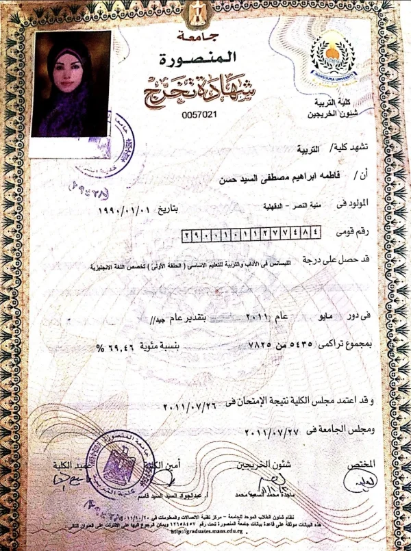 ليسانس آداب وتربية قسم لغة انجليزيه 